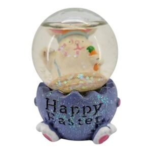 Dolgencorp Happy Easter Bunny Mini Snow Globe Purple Glitter Egg Decoration